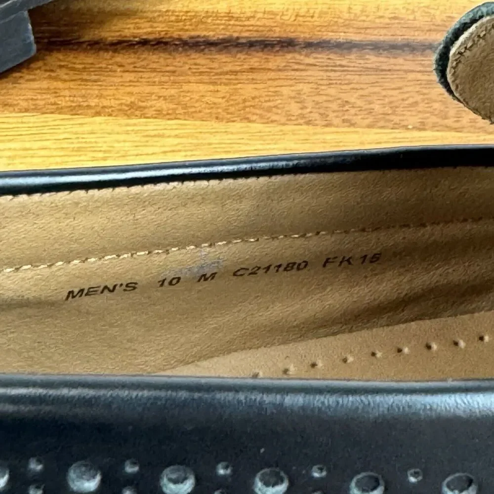 Mens Cole Haan Giraldo Grand II Black Leather Pinch Penny Loafers‎ Size 10 M GUC